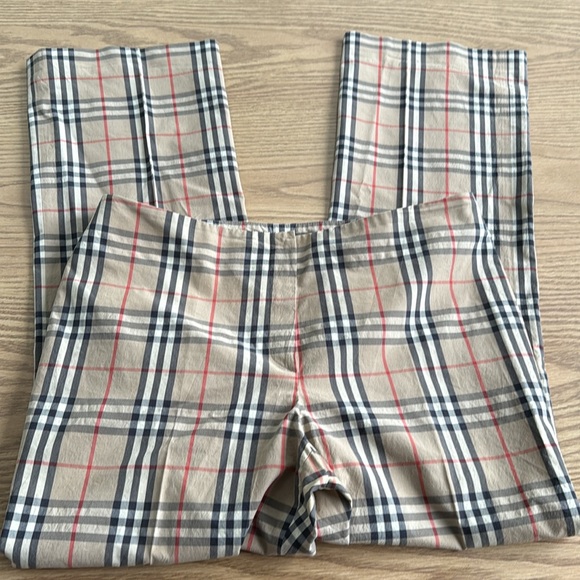 Burberry Plaid Cotton Blend Bootcut Pants Size 12 - Picture 1 of 11